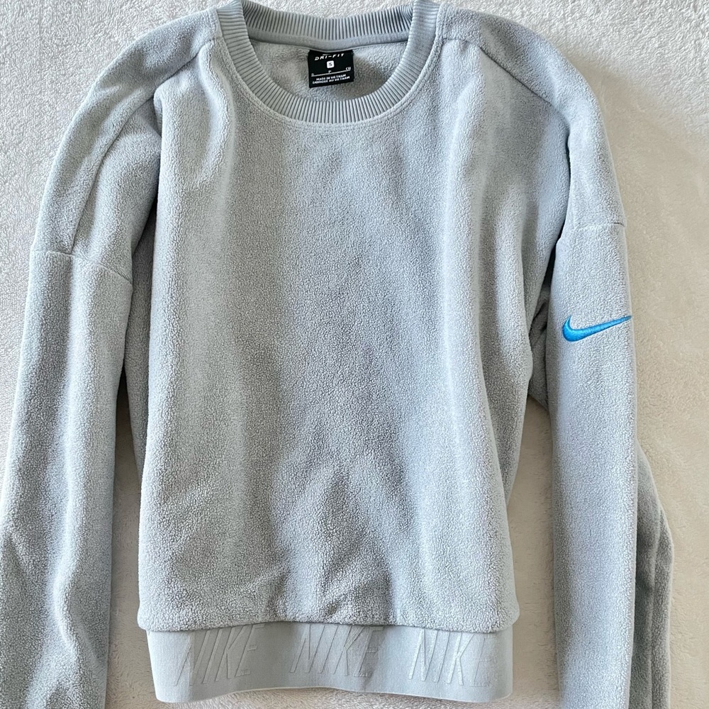 NIKE Baby Blue Cropped Sweater, Side Zip, Small